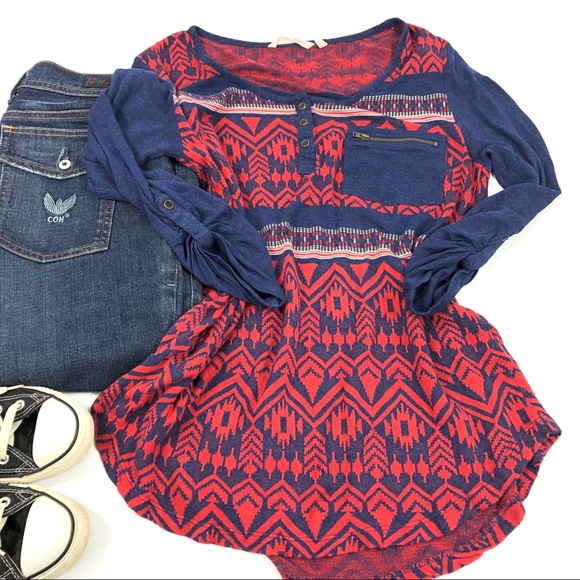 Soft Surroundings Tops - Soft Surrounding Red & Blue Southwest Top M